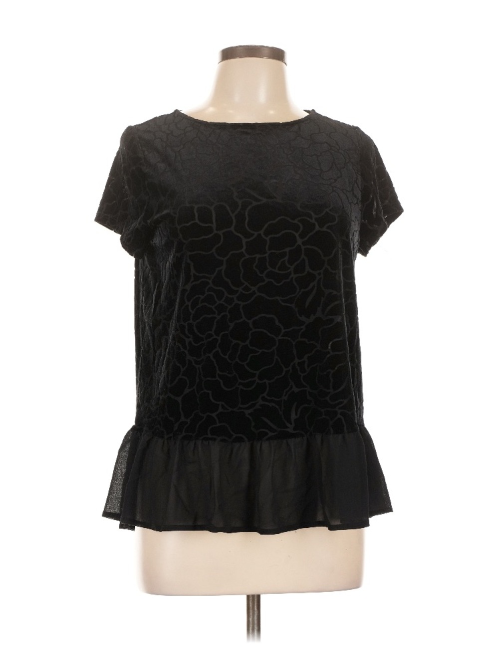 Adriana Papell velvet burnout peplum short sleeve - L